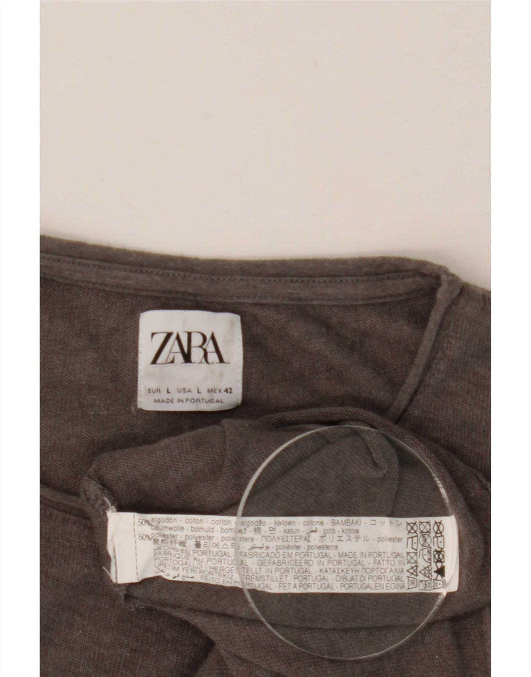 T-shirt Zara da uomo Top Large in cotone grigio