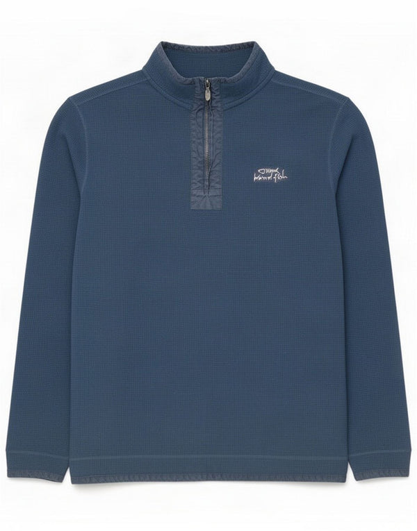 Weird Fish Maglione in pile da uomo con zip e collo XL Poliestere blu