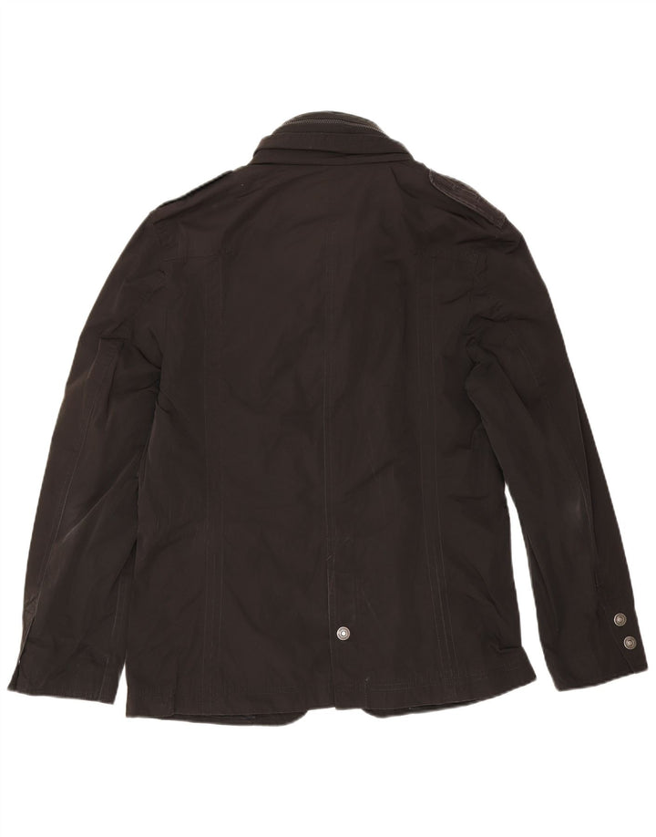 Giacca blazer a 2 bottoni con cappuccio militare da uomo Calvin Klein UK 36 piccola nera