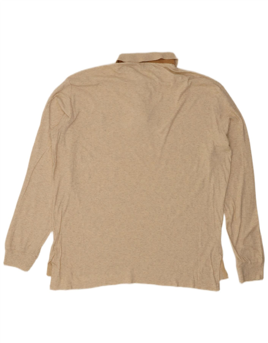 POLO RALPH LAUREN Polo da uomo a maniche lunghe grande in cotone screziato beige