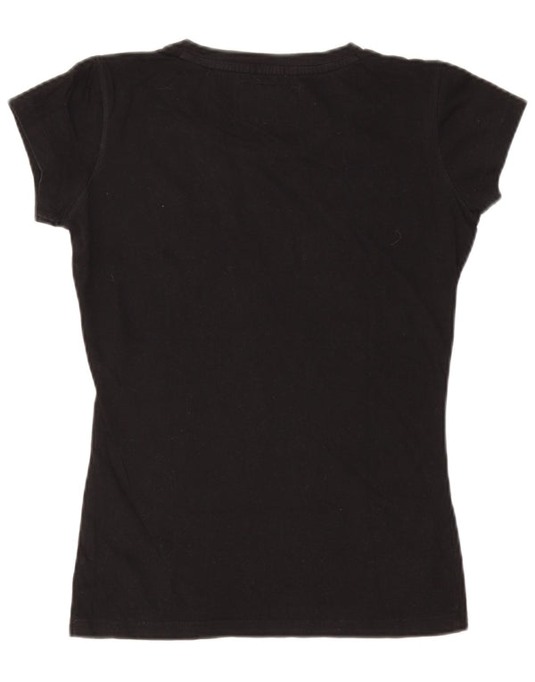T-shirt grafica da donna Russell Athletic Top UK 14 Medium Nera