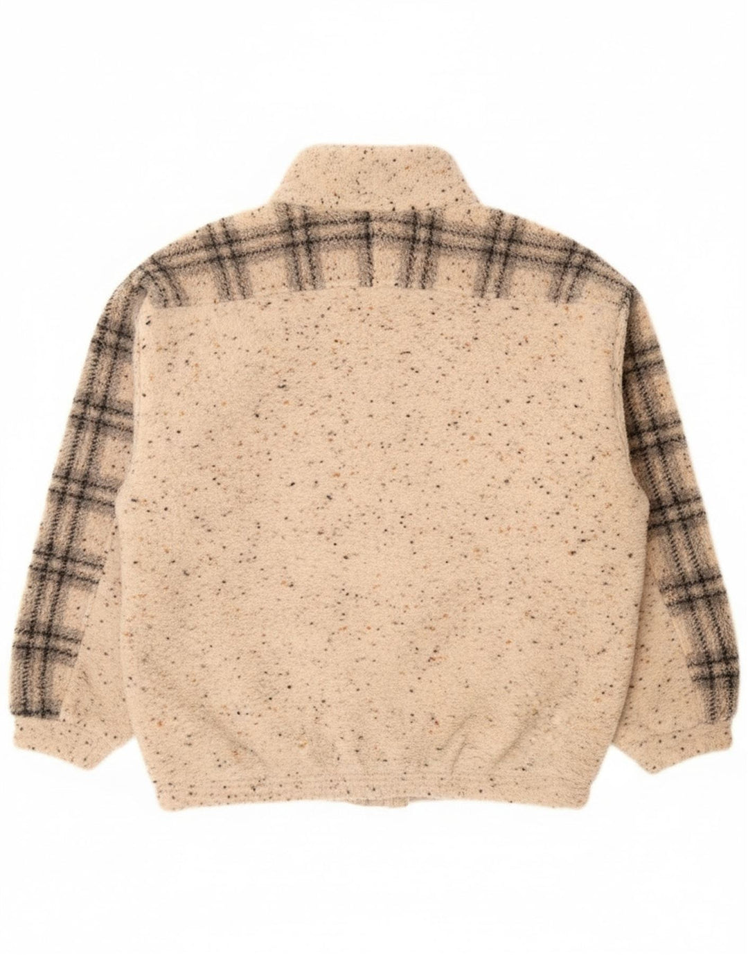 Maglione da uomo con zip e collo Alessandro Magno, grande, in lana screziata beige