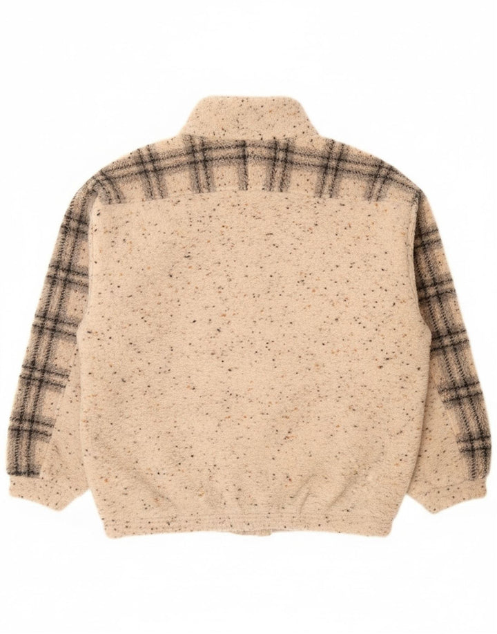 Maglione da uomo con zip e collo Alessandro Magno, grande, in lana screziata beige