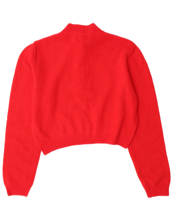 BENETTON Maglione da donna con collo corto e bottoni IT 48 XL Lana rossa