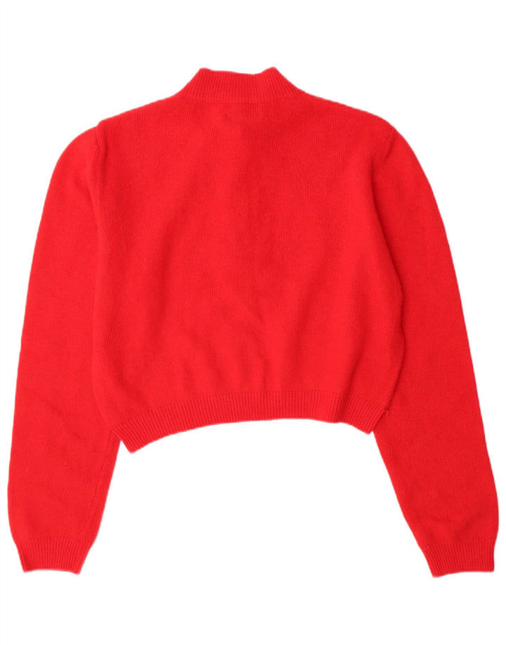 BENETTON Maglione da donna con collo corto e bottoni IT 48 XL Lana rossa