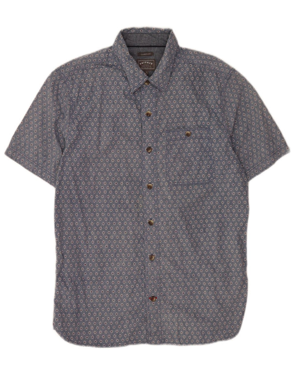 Camicia da uomo a maniche corte dal taglio classico Fat Face, in cotone geometrico blu