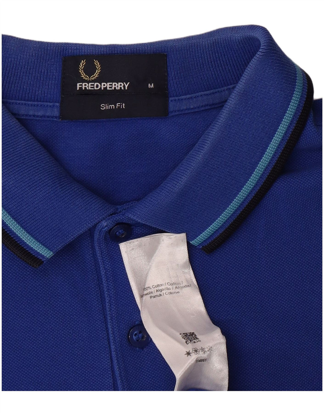 Polo Fred Perry da uomo slim fit in cotone blu medio