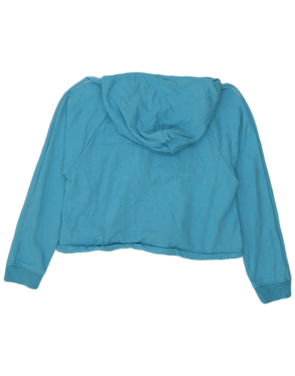 Levi's Maglia da donna con cappuccio grafico corto UK 14 Colorblock blu medio