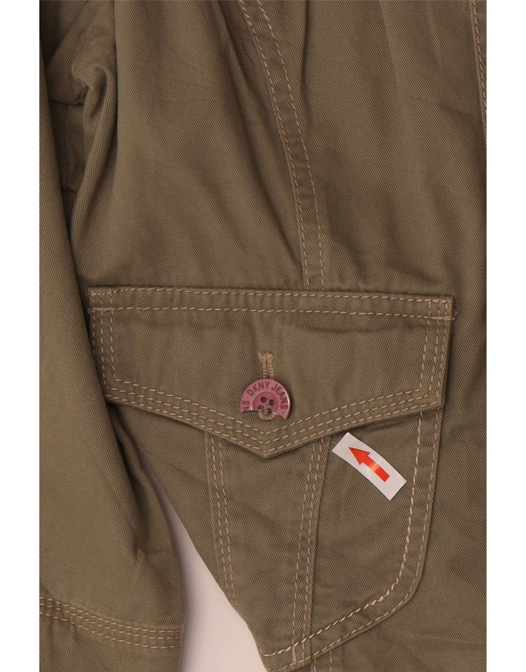 Giacca militare da donna con maniche a 3/4 DKNY UK 14 cotone kaki medio