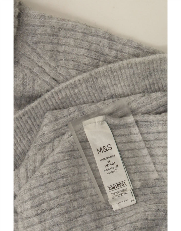 Maglione maglione a collo alto da donna Marks & Spencer UK 14 Acrilico grigio medio