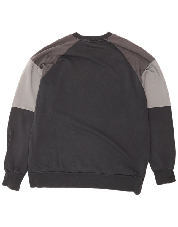 Felpa da uomo ADIDAS maglione XL in cotone color block nero