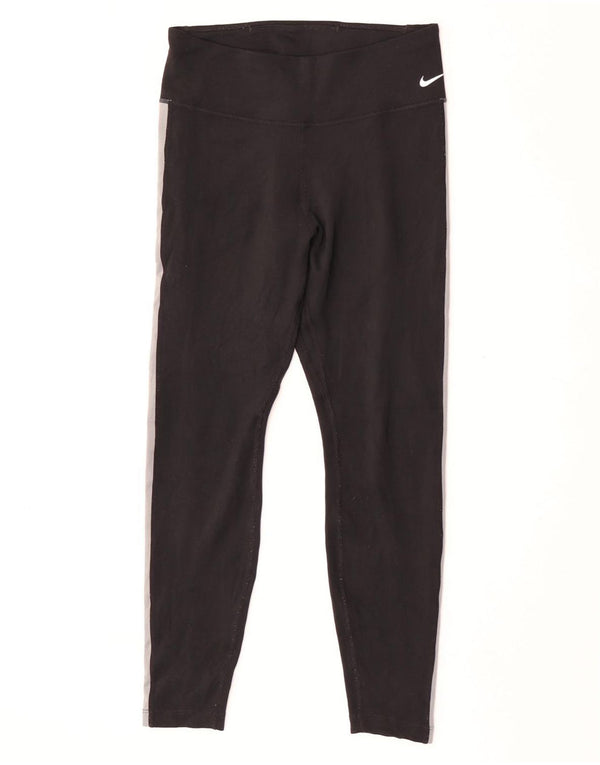 Leggings grafici Nike Dri Fit Crop da donna UK 14 Medium Black Colourblock