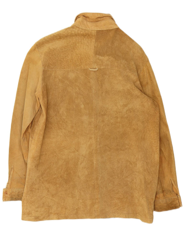 Camicia da donna in pelle scamosciata Andrea Mare Overshirt UK 16 Large Beige Pelle