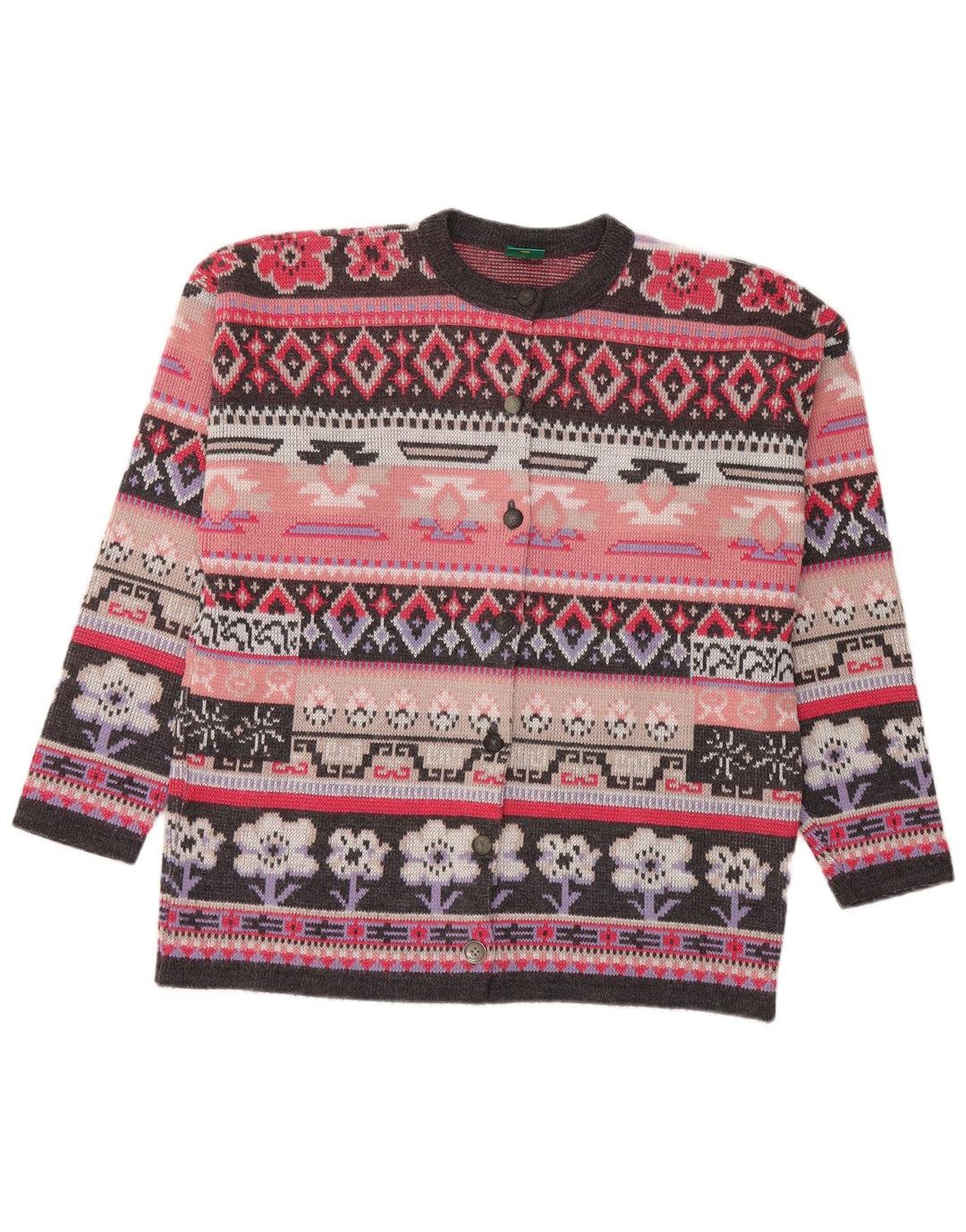 CANDA Maglione cardigan oversize da donna UK 14 Rosa medio Fair Isle