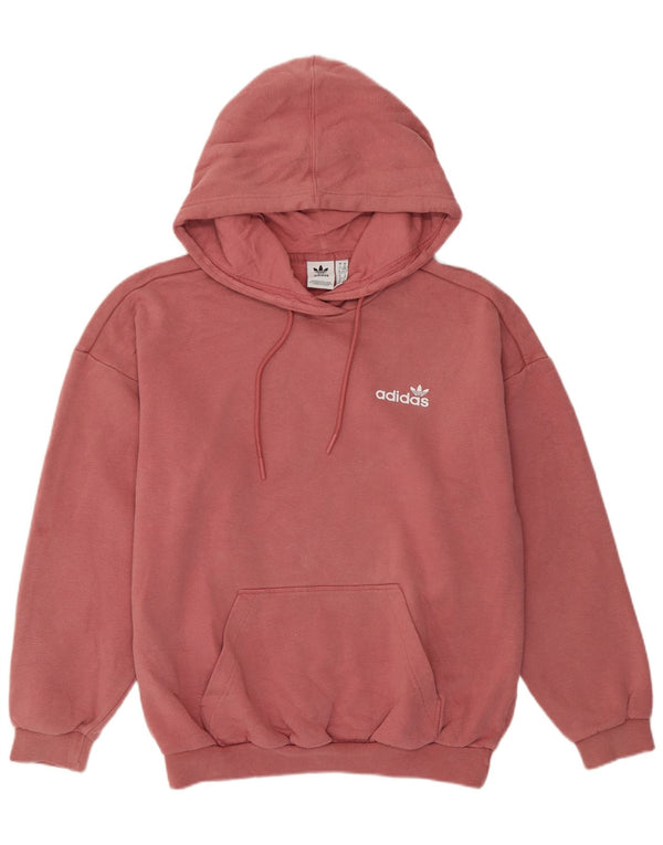Felpa con cappuccio oversize da donna Adidas UK 6 XS cotone rosa