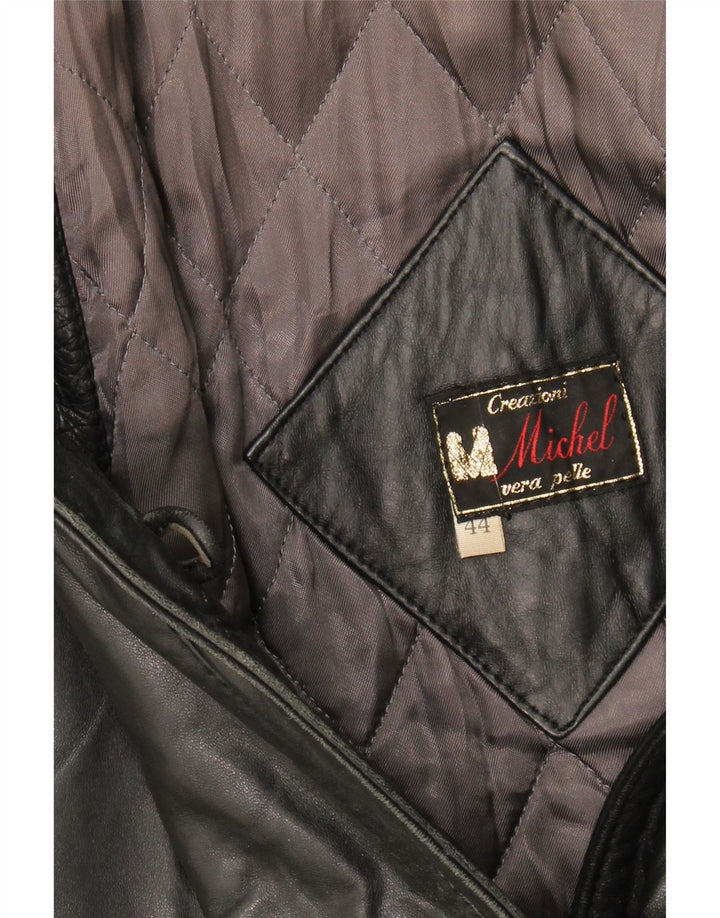 MICHEL Womens Leather Jacket IT 44 Medium Black Leather Vintage Michel and Second-Hand Michel from Messina Hembry 