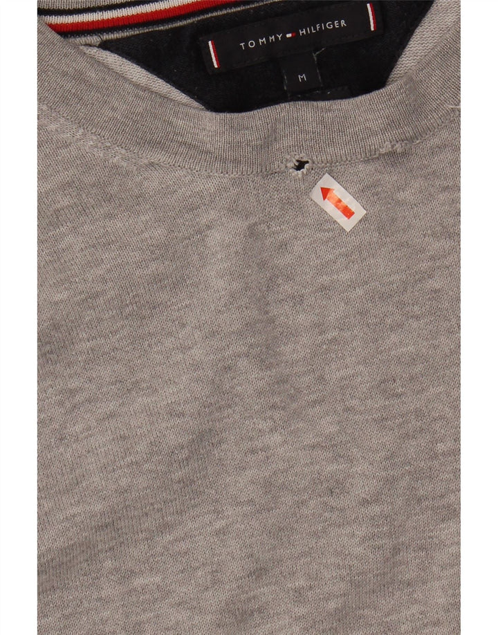 TOMMY HILFIGER Mens Crew Neck Jumper Sweater Medium Grey Cotton