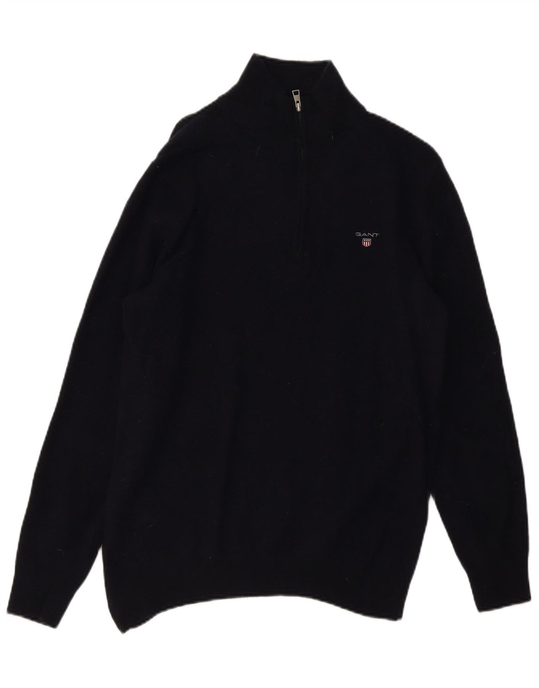 Gant Maglione da uomo con zip e collo, grande, in lana blu navy