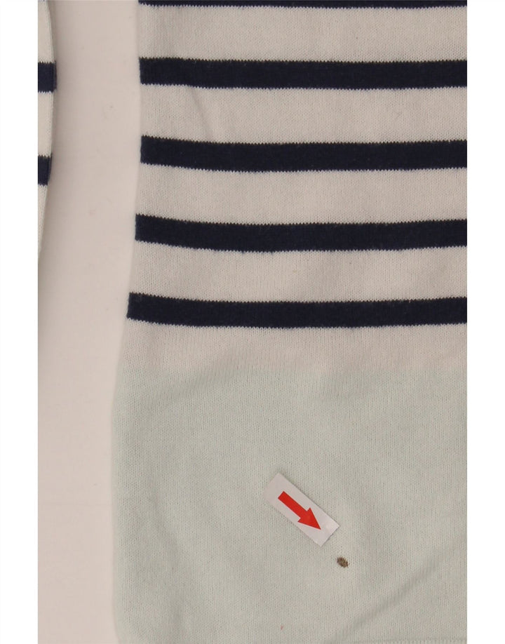 Marks & Spencer Top da donna a maniche lunghe UK 8 piccolo cotone a righe bianche