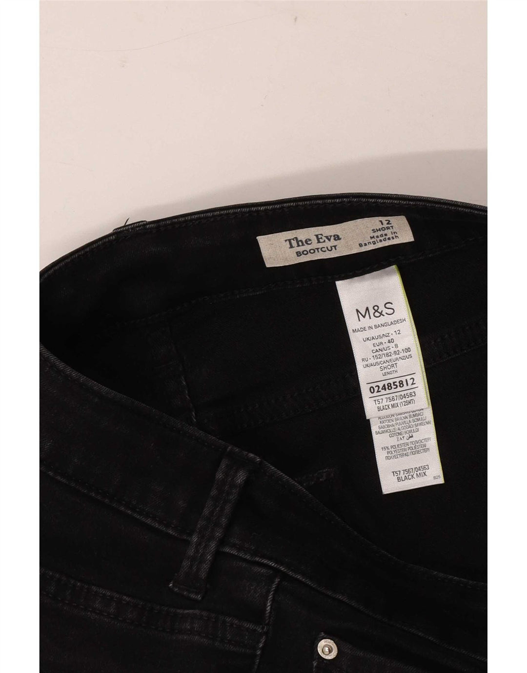 Marks & Spencer Donna The Eva Bootcut Jeans UK 12 Medio W30 L28 Nero