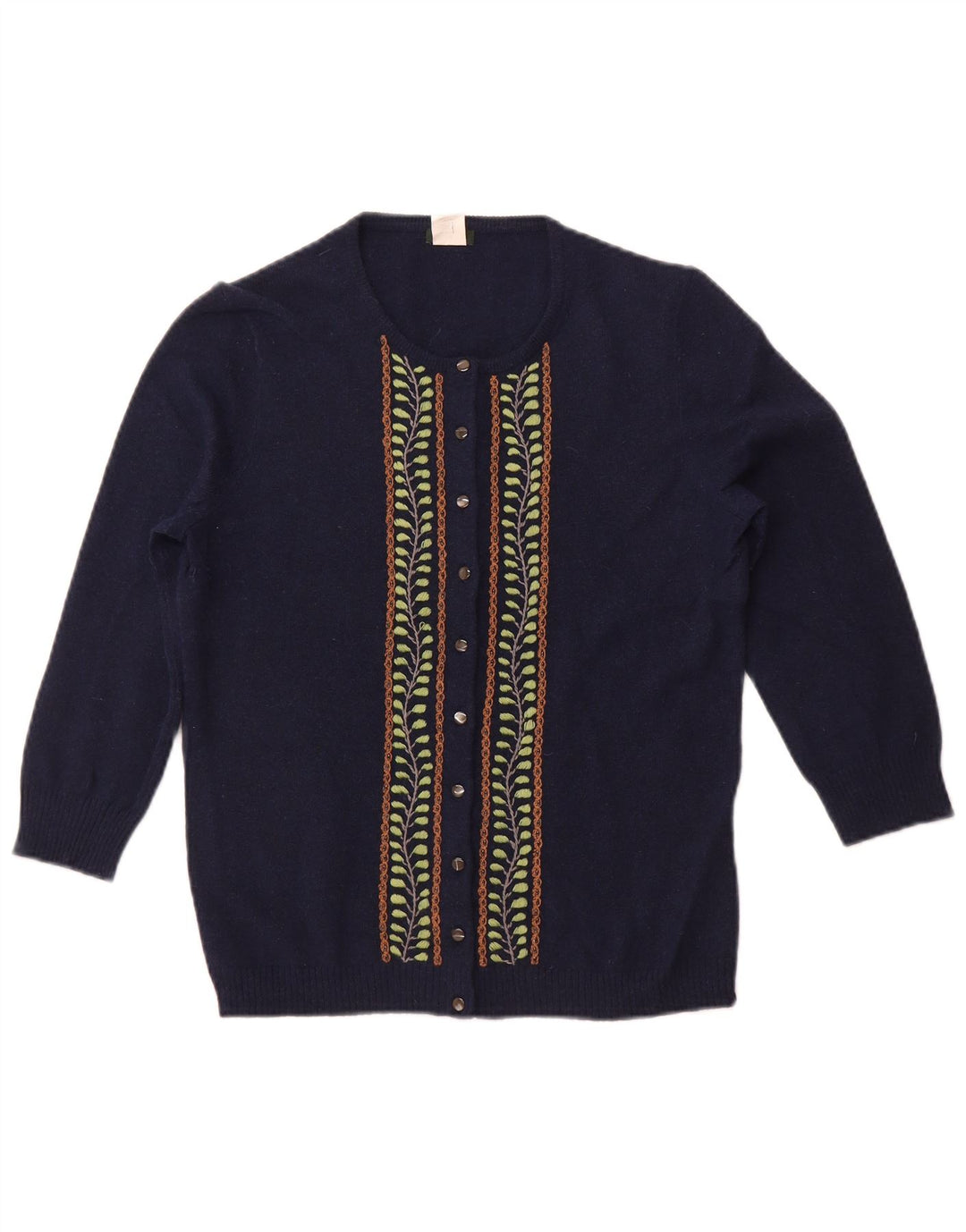 J. CREW Maglione cardigan con maniche a 3/4 da donna UK 12 Medio Blu navy floreale