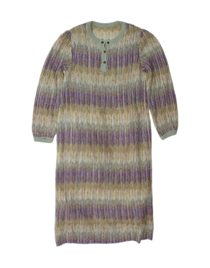 VINTAGE Womens Jumper Dress UK 12 Medium Multicoloured Striped