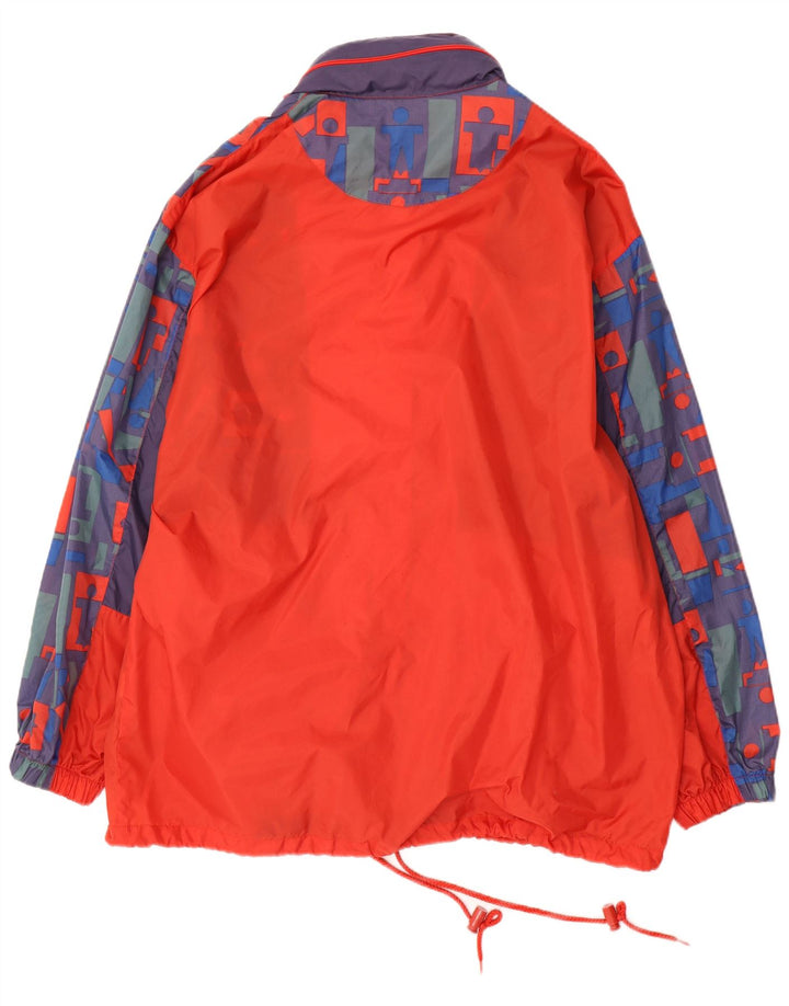 Giacca antipioggia vintage da uomo con cappuccio UK 40 grande motivo geometrico multicolore