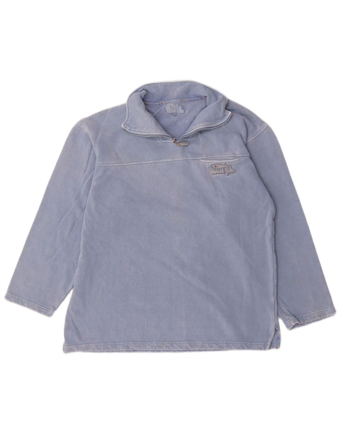 Felpa da uomo con collo con zip Weird Fish, cotone blu medio