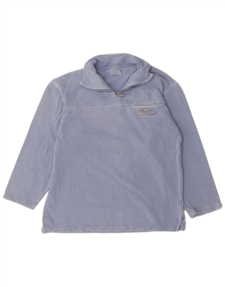Felpa da uomo con collo con zip Weird Fish, cotone blu medio
