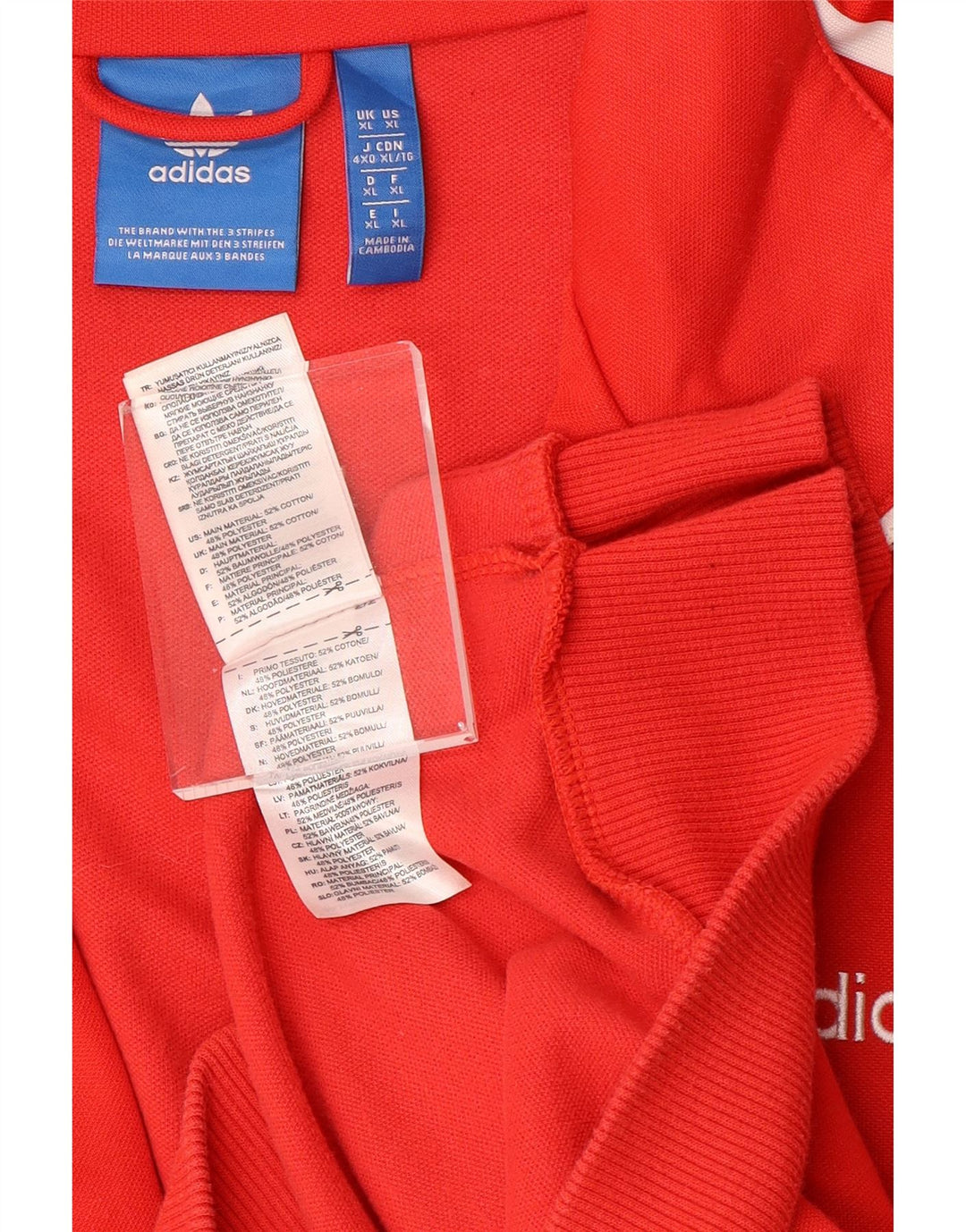 Giacca da tuta da uomo ADIDAS XL rossa in cotone