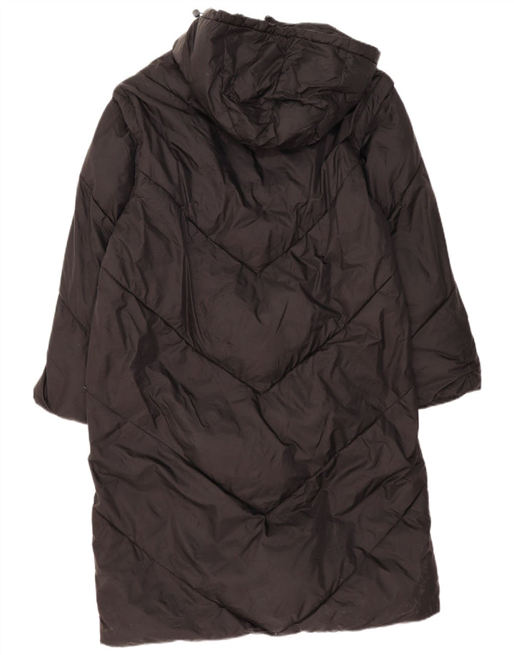 Cappotto imbottito con cappuccio da donna Zara UK 14 poliestere nero medio