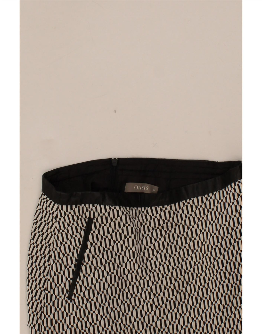 OASIS Womens Straight Skirt UK 10 Small W27 White Geometric Vintage Oasis and Second-Hand Oasis from Messina Hembry 