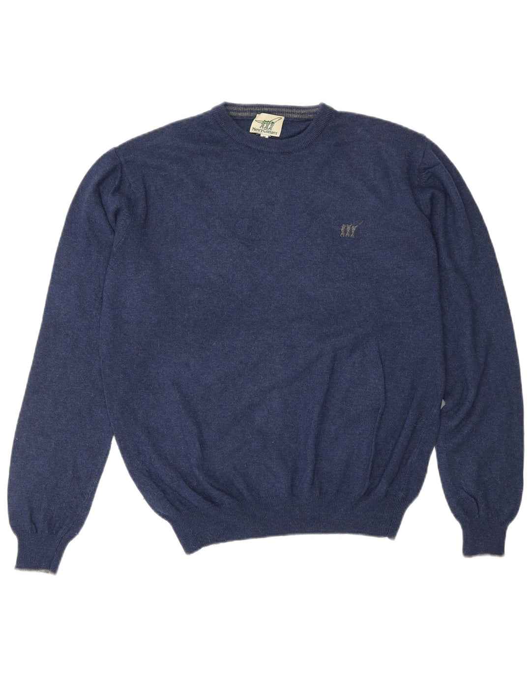 HENRY COTTONS Maglione da uomo girocollo in lana medio blu navy
