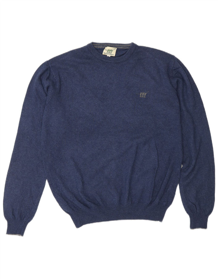 HENRY COTTONS Maglione da uomo girocollo in lana medio blu navy