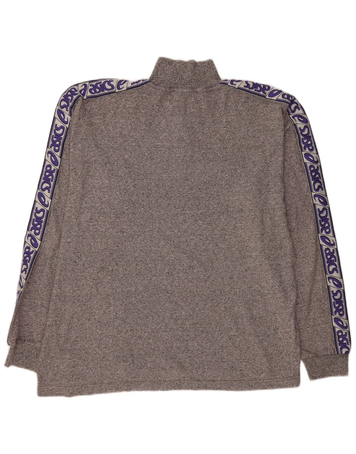 Top ASICS da uomo con zip e collo grafico a maniche lunghe 2XL Grigio