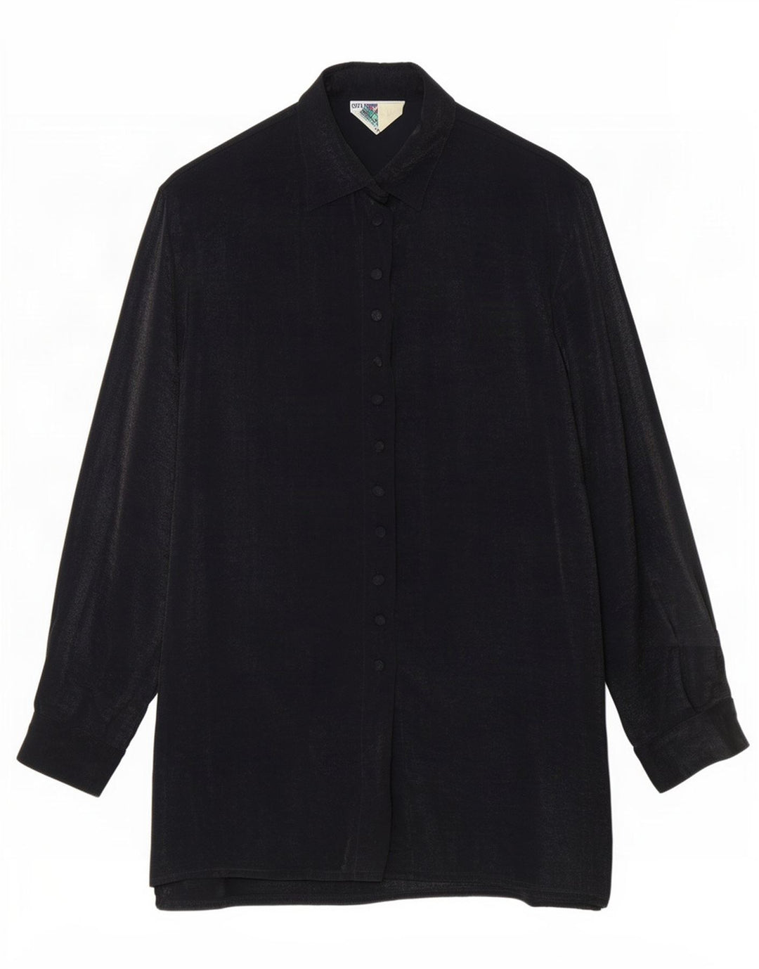 Camicetta a camicia lunga dalla vestibilità comoda da donna vintage UK 14 media nera