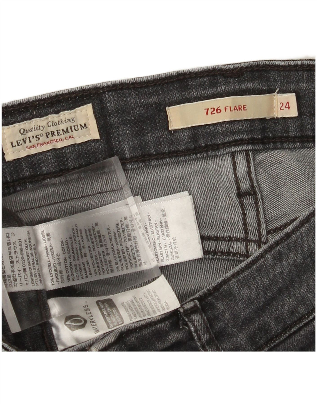LEVI'S Donna 726 Jeans svasati W24 L30 Lyocell grigio