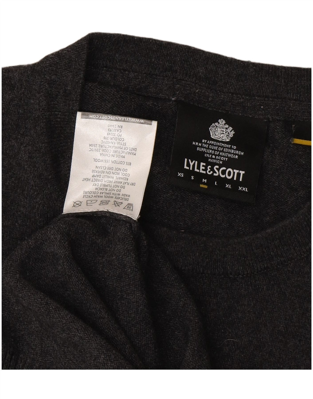 LYLE & SCOTT Mens Crew Neck Jumper Sweater Medium Grey Cotton