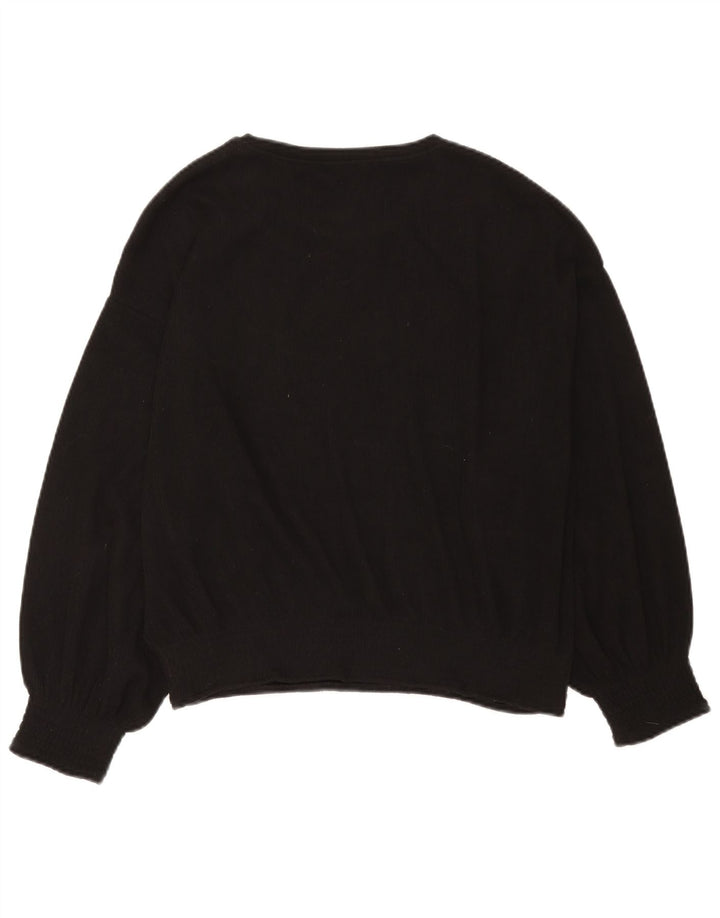 Maglione maglione con scollo a barca da donna Zara UK 16 grande poliestere nero