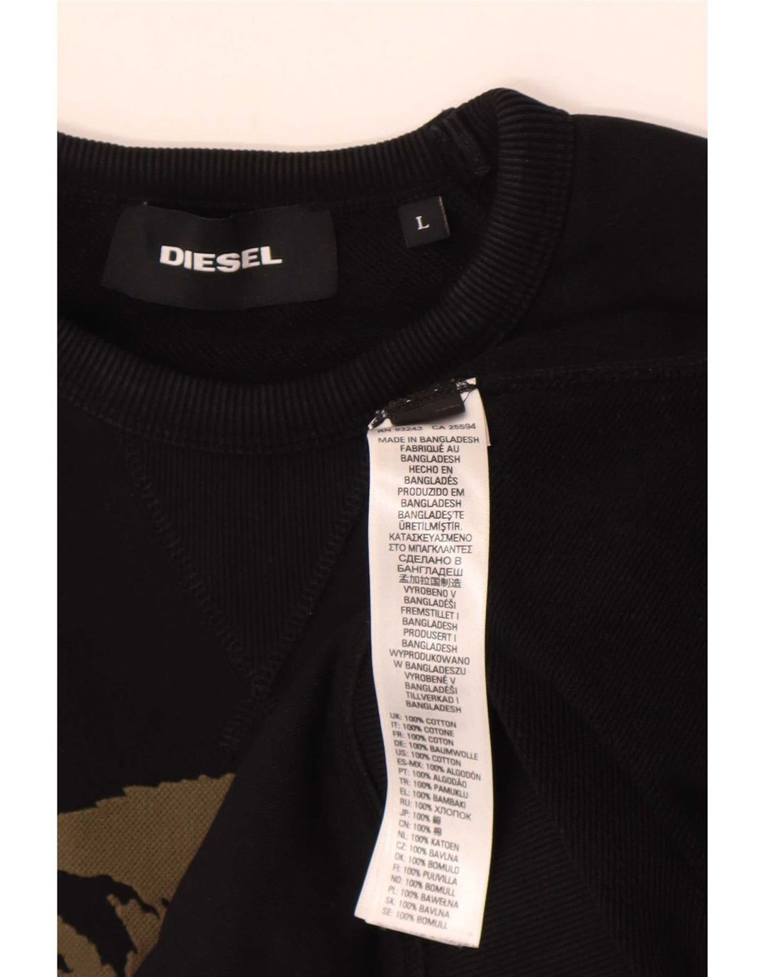 Diesel Felpa grafica da uomo Maglione grande cotone nero