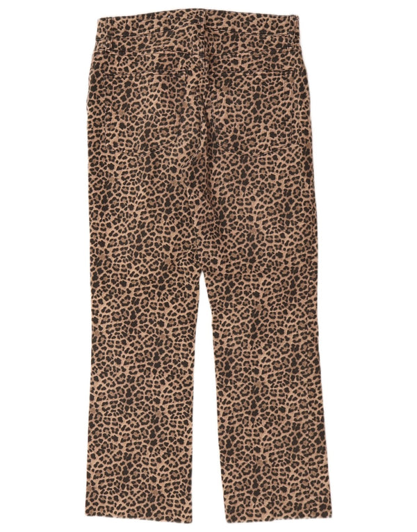 Pantaloni casual dritti da donna Zara EU 38 Small W28 L26 Marrone Animal Print