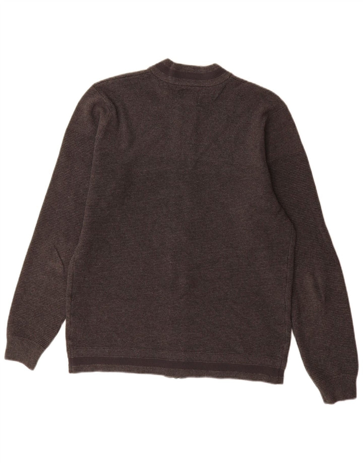 Maglione cardigan con zip intera da uomo Zara in cotone grigio medio