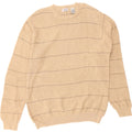IZOD Mens Crew Neck Jumper Sweater Medium Beige Striped Cotton Vintage Izod and Second-Hand Izod from Messina Hembry 