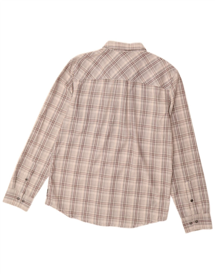 PRANA Camicia da uomo in flanella di cotone a quadri grigio medio