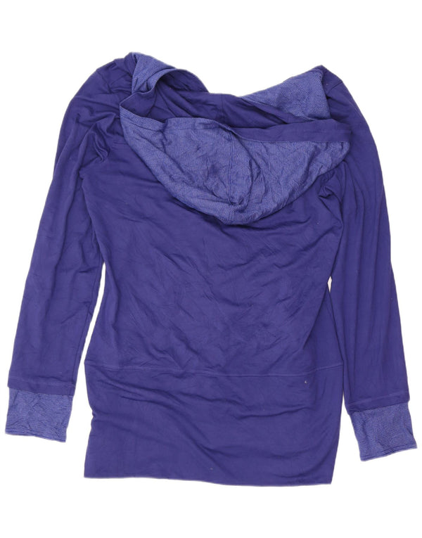 Felpa con cappuccio e zip da donna Adidas UK 12/14 Sport a blocchi di colore blu medio