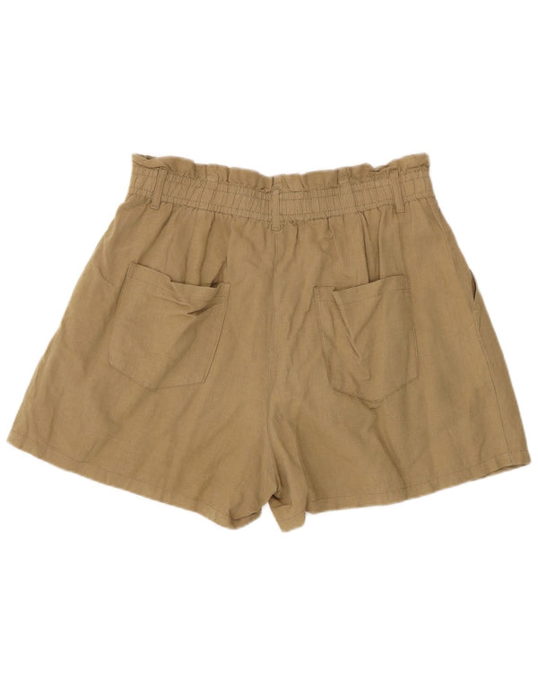 Pantaloncini larghi da donna Zara a vita alta, vestibilità comoda, grandi W32 in lino kaki