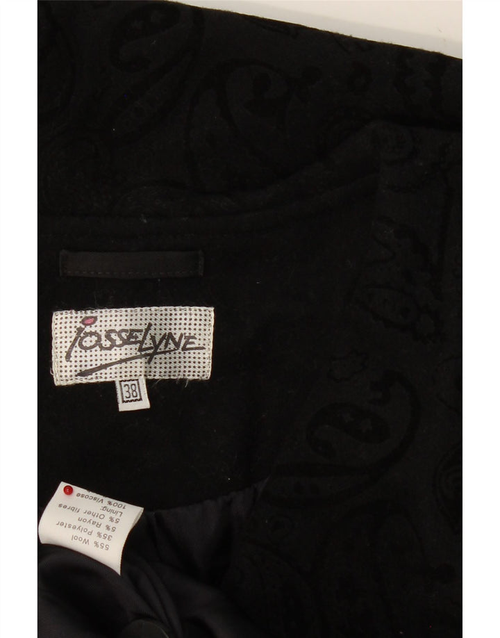 VINTAGE Womens 2 Button Blazer Jacket EU 38 Medium Black Paisley Wool Vintage Vintage and Second-Hand Vintage from Messina Hembry 