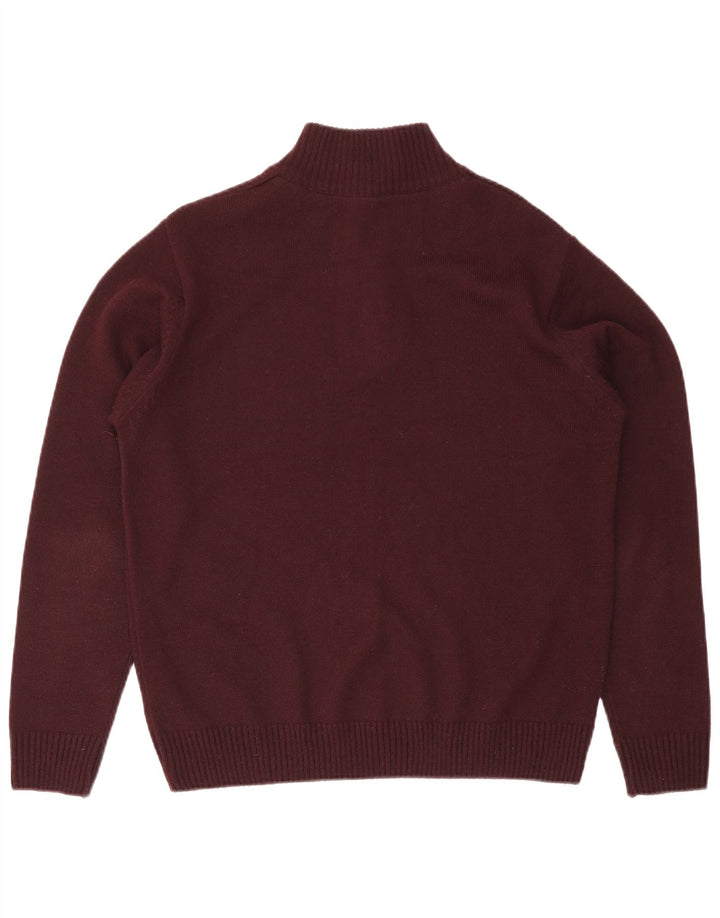 Maglione Lee da uomo con zip e collo grande in lana bordeaux
