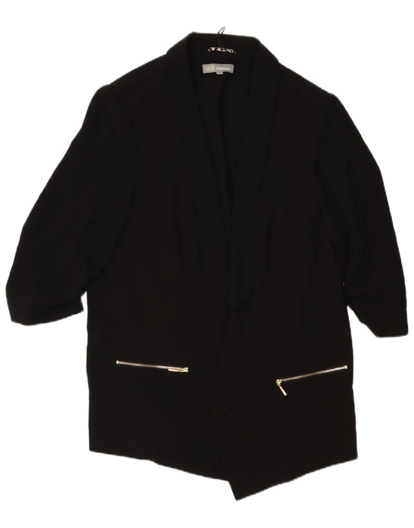 MARKS & SPENCER Giacca blazer aperta da donna con maniche a 3/4 UK 20 2XL Nera