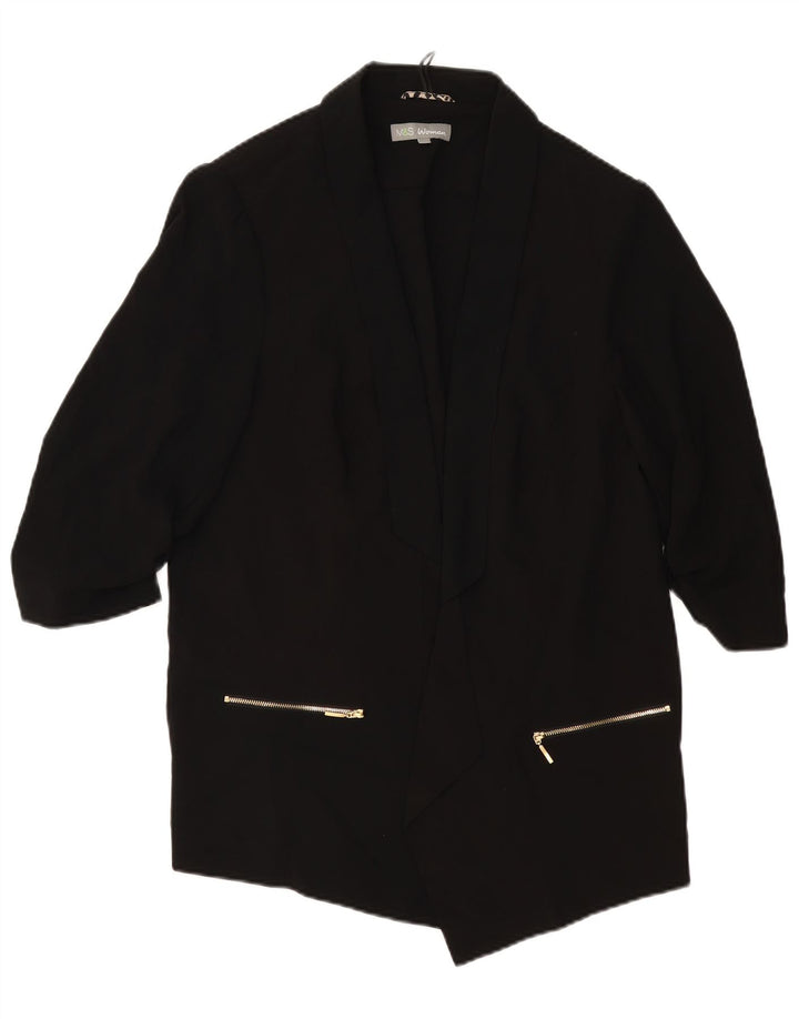 MARKS & SPENCER Giacca blazer aperta da donna con maniche a 3/4 UK 20 2XL Nera